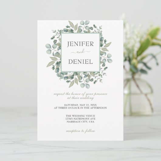Eucalyptus Greenery Wedding 招待状 (スタンド正面)