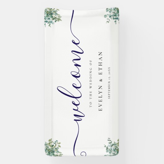 eucalyptus greenery wedding 横断幕 (縦)