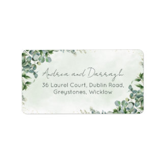 Eucalyptus Greenery Wedding Address Labels 1001 ラベル