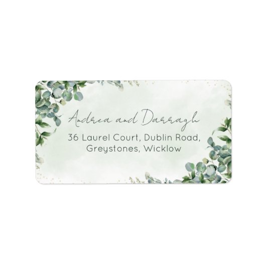 Eucalyptus Greenery Wedding Address Labels 1001 ラベル (正面)