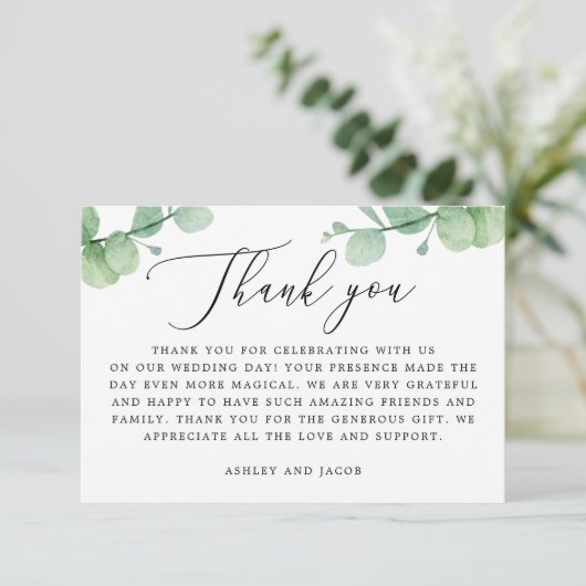 Eucalyptus Greenery Wedding | Botanical Garden サンキューカード (スタンド正面)