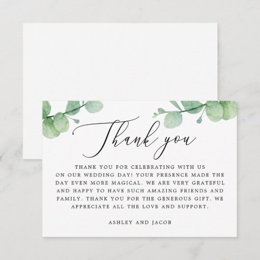 Eucalyptus Greenery Wedding | Botanical Garden サンキューカード (正面/裏面)