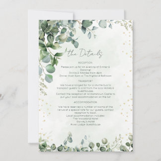 Eucalyptus Greenery Wedding Details Card - 1001A 招待状