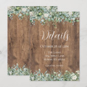 Eucalyptus Greenery Wedding Details Card | Rustic エンクロージャーカード (正面/裏面)