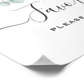 Eucalyptus Greenery Wedding Favor Sign ポスター (角)