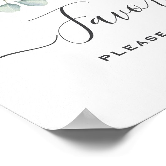 Eucalyptus Greenery Wedding Favor Sign ポスター (角)