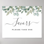 Eucalyptus Greenery Wedding Favor Sign ポスター (正面)