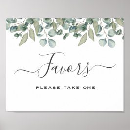 Eucalyptus Greenery Wedding Favor Sign ポスター
