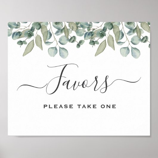 Eucalyptus Greenery Wedding Favor Sign ポスター (正面)