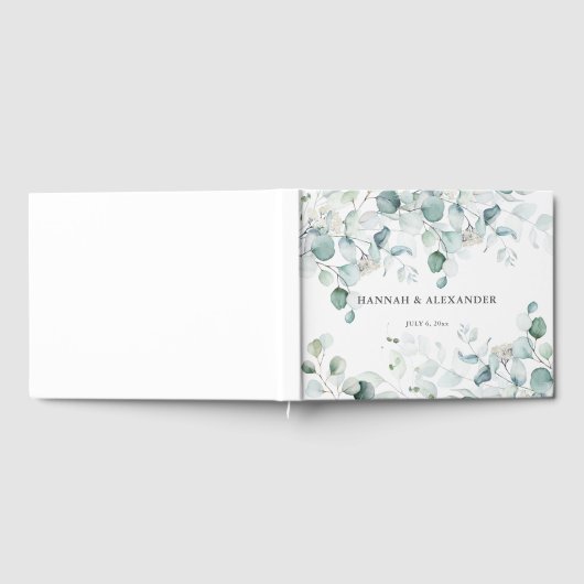 Eucalyptus Greenery Wedding Guest Book Keepsake ゲストブック (全面)