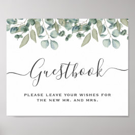 Eucalyptus Greenery  Wedding Guestbook Sign ポスター