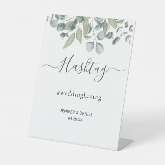 Eucalyptus Greenery Wedding hashtag sign 台座サイン (正面)