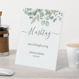Eucalyptus Greenery Wedding hashtag sign 台座サイン