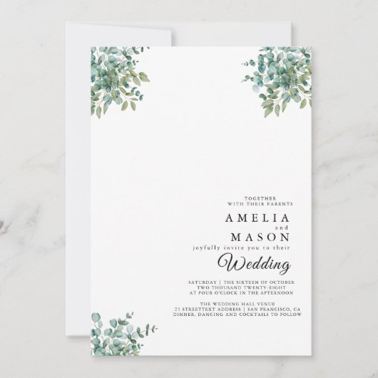 eucalyptus greenery wedding Invitation 招待状 (正面)