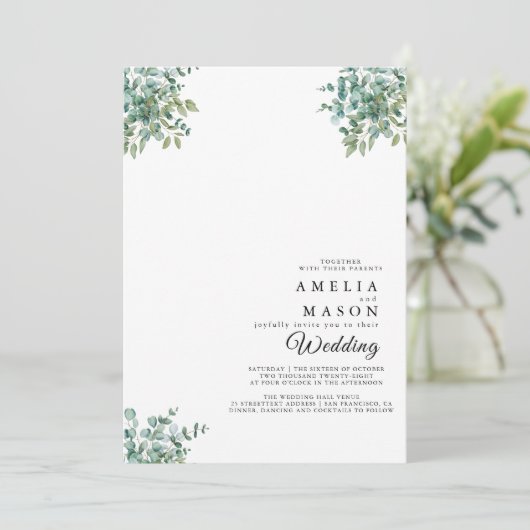eucalyptus greenery wedding Invitation 招待状 (スタンド正面)