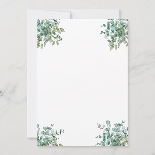 eucalyptus greenery wedding Invitation 招待状 (裏面)