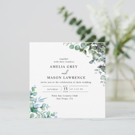 eucalyptus greenery wedding Invitation 招待状 (スタンド正面)