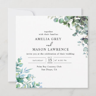eucalyptus greenery wedding Invitation 招待状