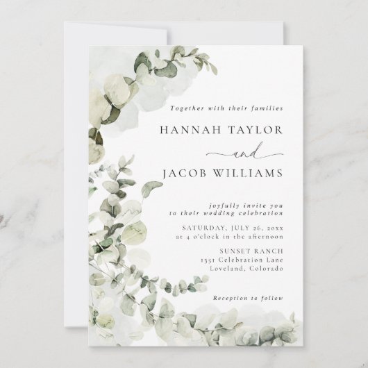 Eucalyptus Greenery Wedding Invitation 招待状 (正面)