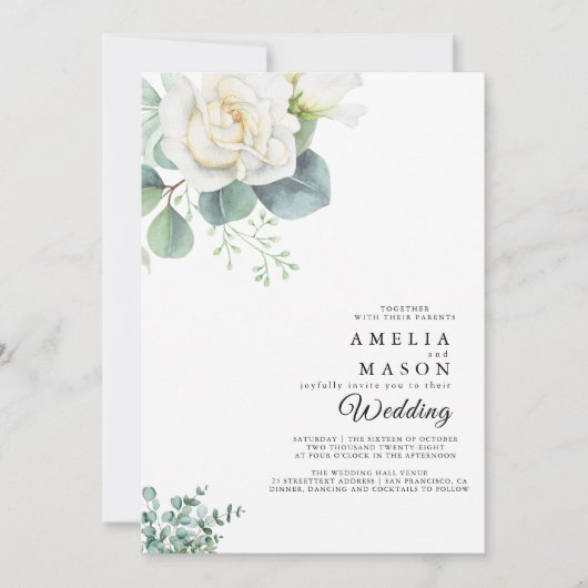 eucalyptus greenery wedding Invitation 招待状 (正面)