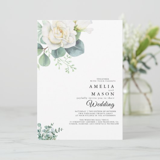 eucalyptus greenery wedding Invitation 招待状 (スタンド正面)