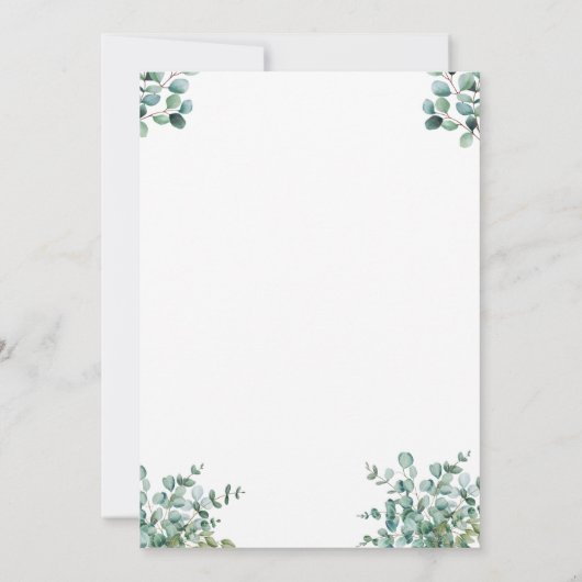 eucalyptus greenery wedding Invitation 招待状 (裏面)