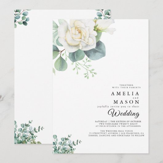 eucalyptus greenery wedding Invitation 招待状 (正面/裏面)