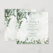 Eucalyptus Greenery Wedding Invitation 1001 Square 招待状 (正面/裏面)