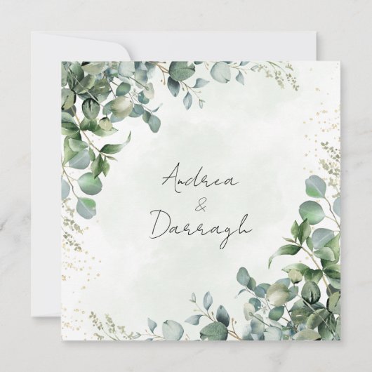 Eucalyptus Greenery Wedding Invitation 1001 Square 招待状 (裏面)