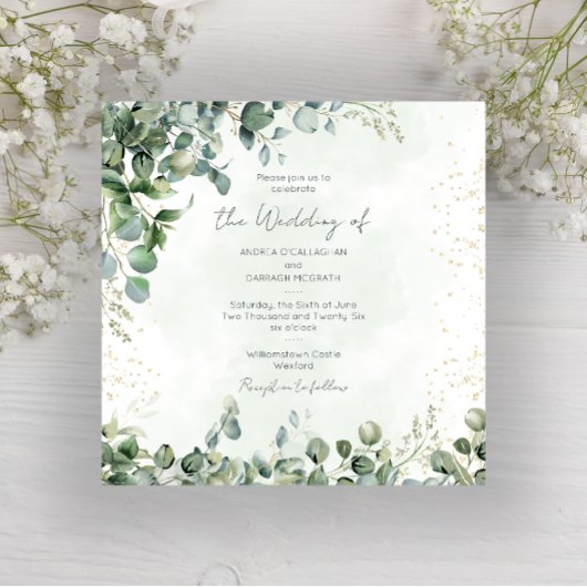 Eucalyptus Greenery Wedding Invitation 1001 Square 招待状