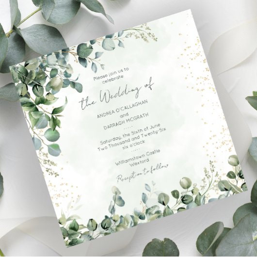 Eucalyptus Greenery Wedding Invitation 1001 Square 招待状