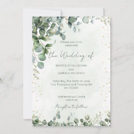 Eucalyptus Greenery Wedding Invitation Flat Card 招待状
