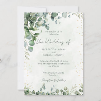 Eucalyptus Greenery Wedding Invitation Flat Card 招待状