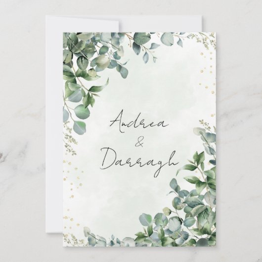 Eucalyptus Greenery Wedding Invitation Flat Card 招待状 (裏面)