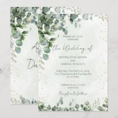 Eucalyptus Greenery Wedding Invitation Flat Card 招待状 (正面/裏面)