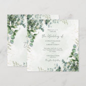 Eucalyptus Greenery Wedding Invitation Square 1001 招待状 (正面/裏面)