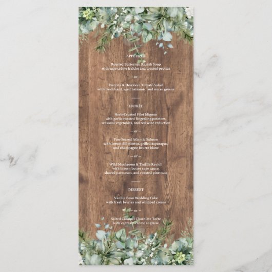 Eucalyptus Greenery Wedding Menu Card | Rustic メニュー (裏面)