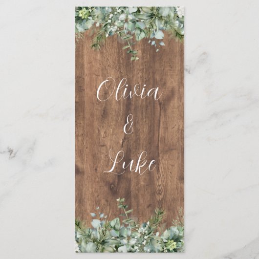 Eucalyptus Greenery Wedding Menu Card | Rustic メニュー (正面)