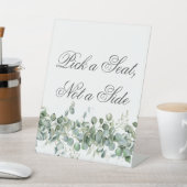 Eucalyptus Greenery Wedding Pick a Seat not a Side 台座サイン (インサイチュ)