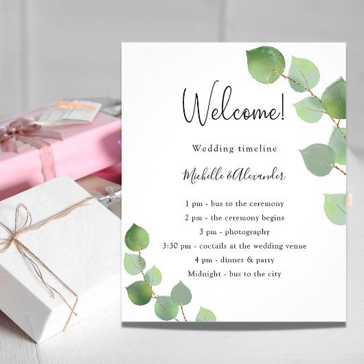 Eucalyptus greenery wedding program budget チラシ