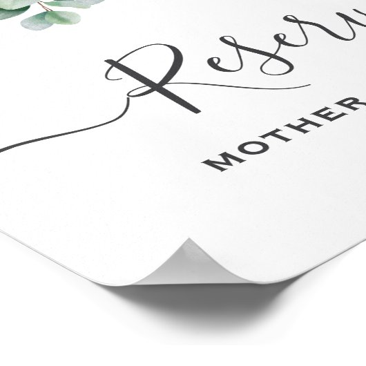 Eucalyptus Greenery Wedding reserved sign ポスター (角)