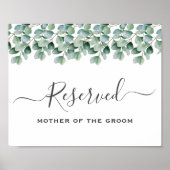 Eucalyptus Greenery Wedding reserved sign ポスター (正面)