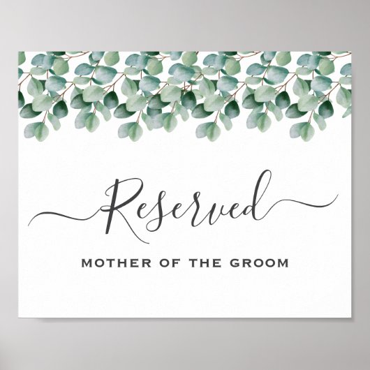 Eucalyptus Greenery  Wedding reserved sign ポスター (正面)
