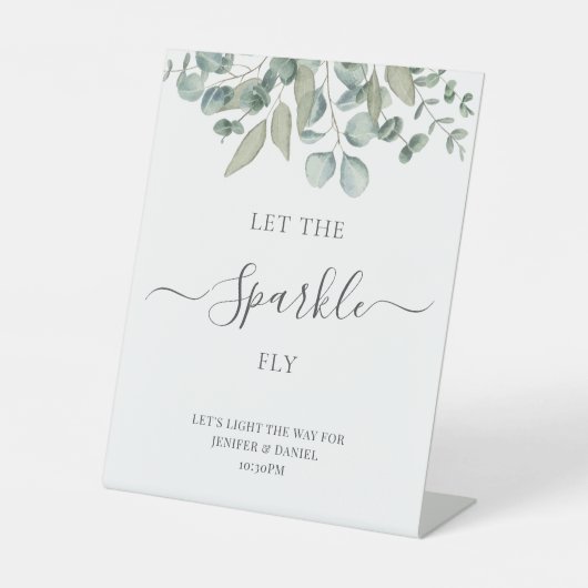 Eucalyptus Greenery Wedding Sparkle Sign 台座サイン (正面)