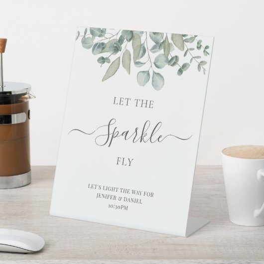 Eucalyptus Greenery Wedding Sparkle Sign 台座サイン (インサイチュ)