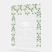 Eucalyptus Greenery Wedding Welcome アクリルサイン (傾斜)