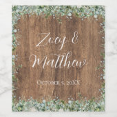 Eucalyptus Greenery Wedding Wine Label | Rustic ワインラベル (シングルラベル)