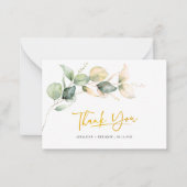Eucalyptus Hand-Lettered Wedding Thank You Mini ノートカード (正面)