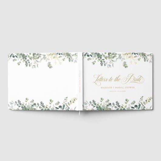 Eucalyptus  Handwriting Script Bridal Shower ゲストブック (全面)