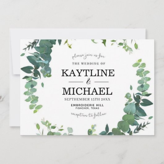 Eucalyptus Herbal Wedding  beautifully painted 招待状 (正面)